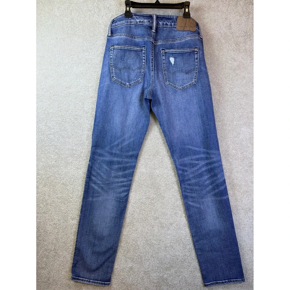 American Eagle Slim Jeans Mens 30x32 Blue Distressed Next Level Airflex Thrashed